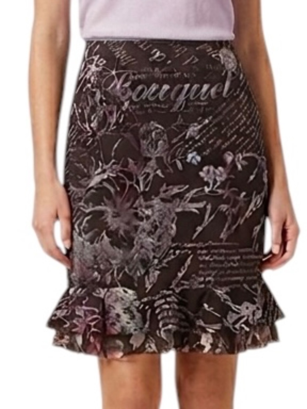 Stretch Midi Skirt with "Bouquet" Print — Size EU40